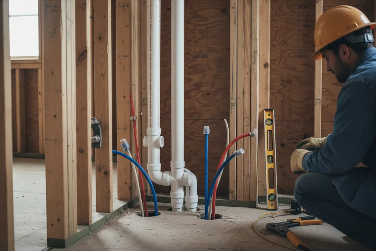 Drain and supply rough-in during Leak Detection in Middleton